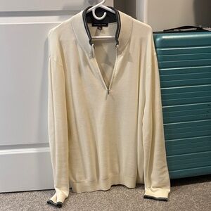 Michael Kors Men's Zip-Up Sweater in Cream and Gray